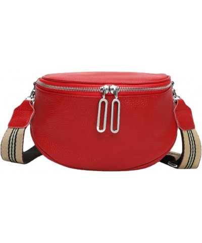 Genuine Leather Saddle Handbag for Women Shoulder Bag Large Capacity Chest Bag Crossbody Purse Red $23.81 Totes