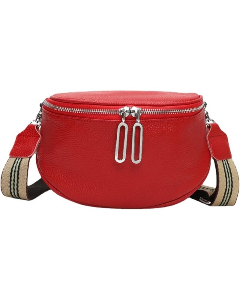 Genuine Leather Saddle Handbag for Women Shoulder Bag Large Capacity Chest Bag Crossbody Purse Red $23.81 Totes