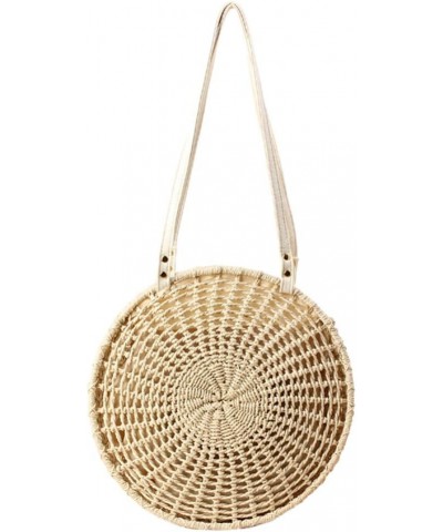 Round Hollow Shoulder Bag Chic Braided Bag Beach Women's Straw Bag Beige $24.99 Handbags