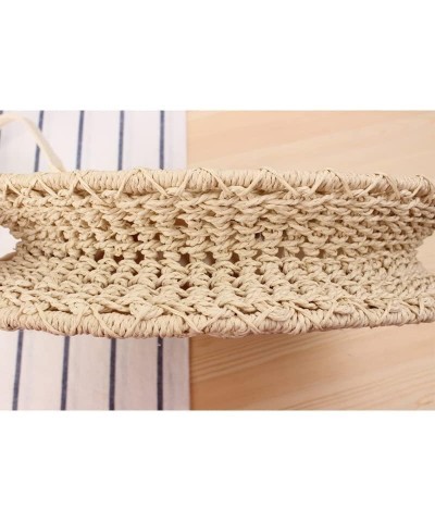 Round Hollow Shoulder Bag Chic Braided Bag Beach Women's Straw Bag Beige $24.99 Handbags