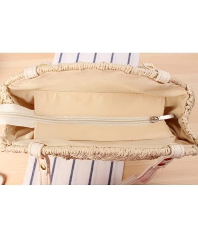 Round Hollow Shoulder Bag Chic Braided Bag Beach Women's Straw Bag Beige $24.99 Handbags