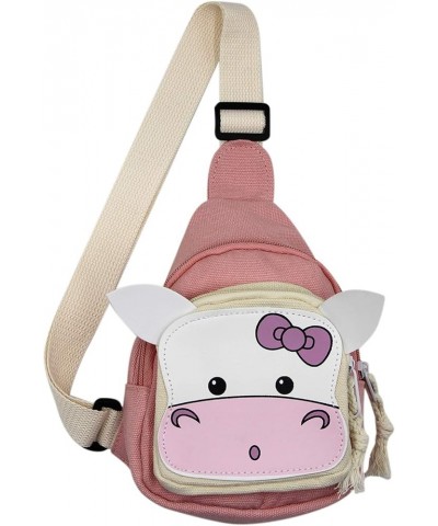 Sling Bags, Crossbody Chest Bag, Canvas Daily Sports Shoulder Bag for Women Lady, Cute Cow Ox Bull Cute Cow,pink $12.16 Satchels