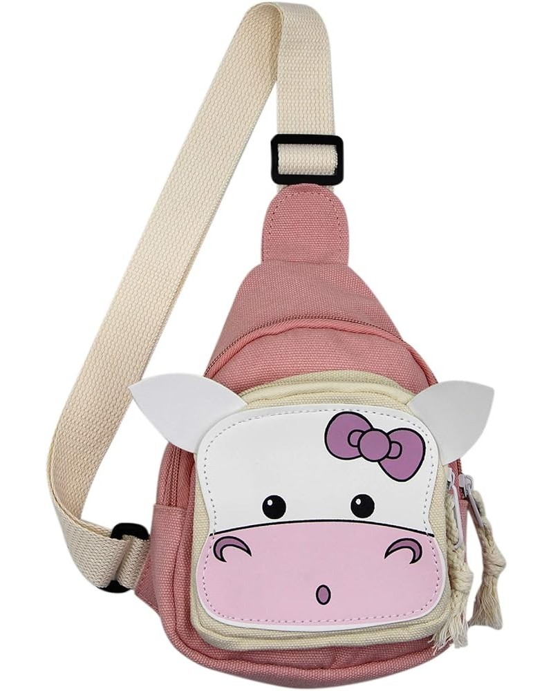 Sling Bags, Crossbody Chest Bag, Canvas Daily Sports Shoulder Bag for Women Lady, Cute Cow Ox Bull Cute Cow,pink $12.16 Satchels