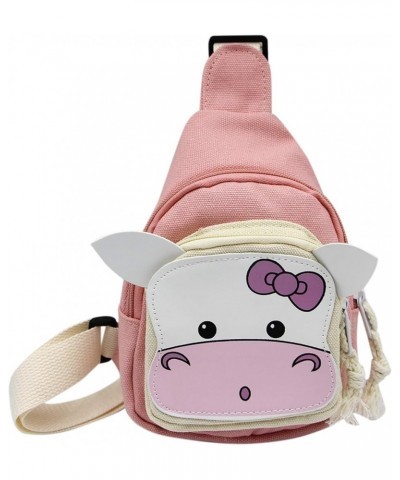 Sling Bags, Crossbody Chest Bag, Canvas Daily Sports Shoulder Bag for Women Lady, Cute Cow Ox Bull Cute Cow,pink $12.16 Satchels