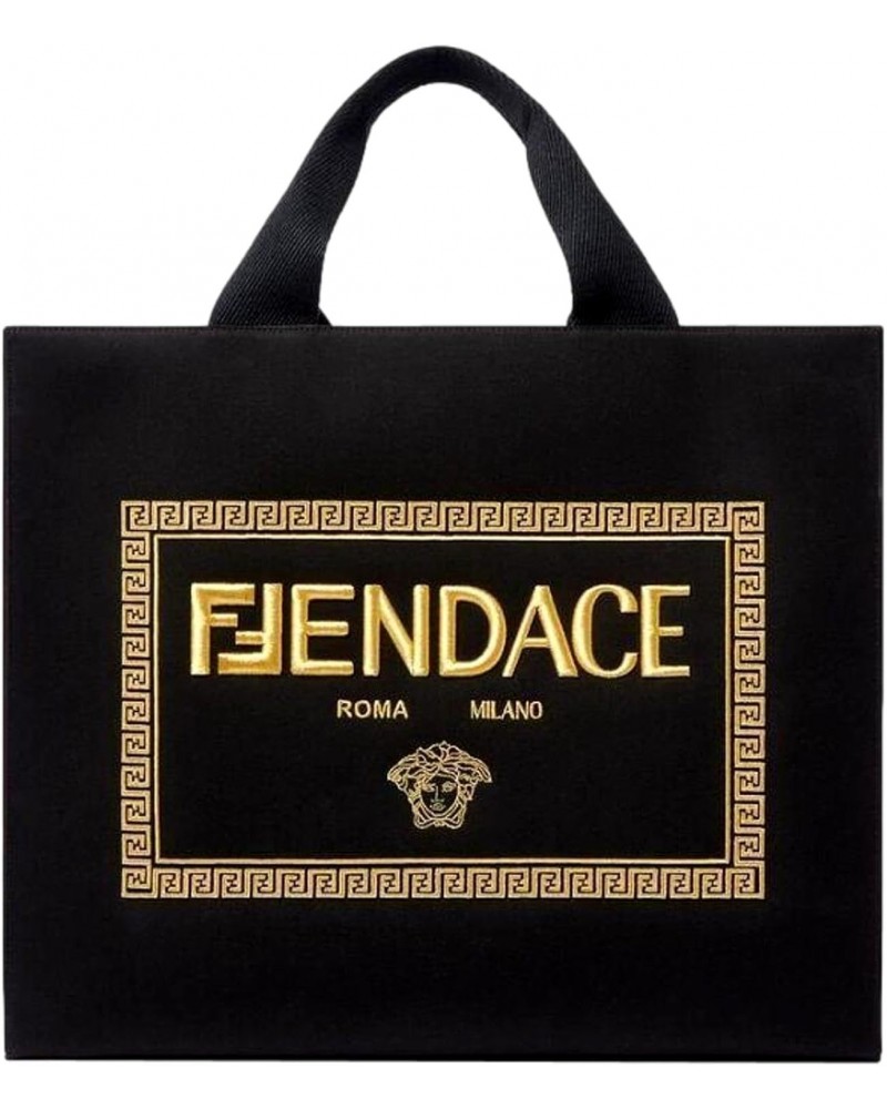 Fendace Womens Black Canvas Convertible Large Shopping Tote 8BH395 $862.00 Totes