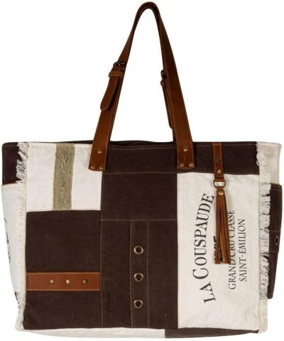 Western Leather Weekender Bag for Women - Upcycled Canvas Shoulder Bag Francais Pathway $37.10 Shoulder Bags