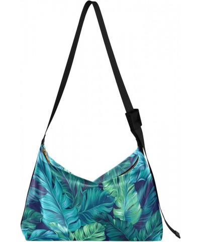 Lemon Flower Leaves Leather Hobo Handbags Women Large Men Leather Purse Design Leaf Print Shoulder Purse Bag Tropical Plant B...