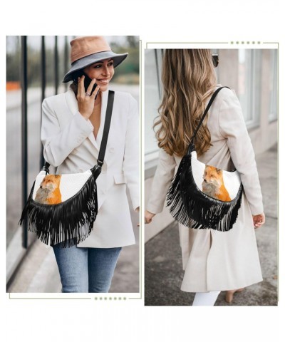 Clutch Crossbody Purses for Women Fringe Medium Crossbody Bags for Women Trendy Crossbody Flap Shoulder Bag Fox Polygon Art $...