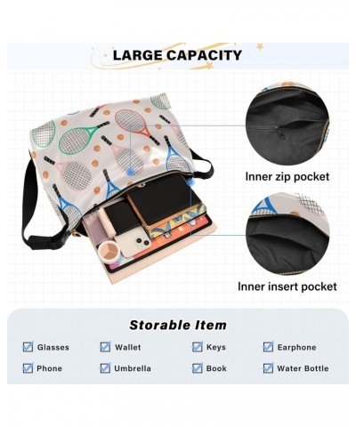 Tennis Rackets Balls Soft PU Leather Shoulder Bag for Women Stylish Ladies Crossbody Purse with Zipper Closure Handbag Wallet...