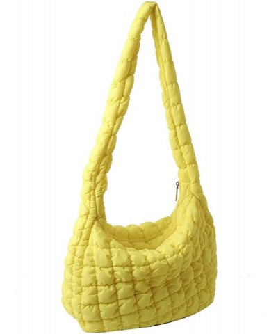 Quilted Tote Bag for Women Lightweight Quilted Padding Handbags Large Fashion Solid Color Pleated Shoulder Bag Yellow $12.41 ...