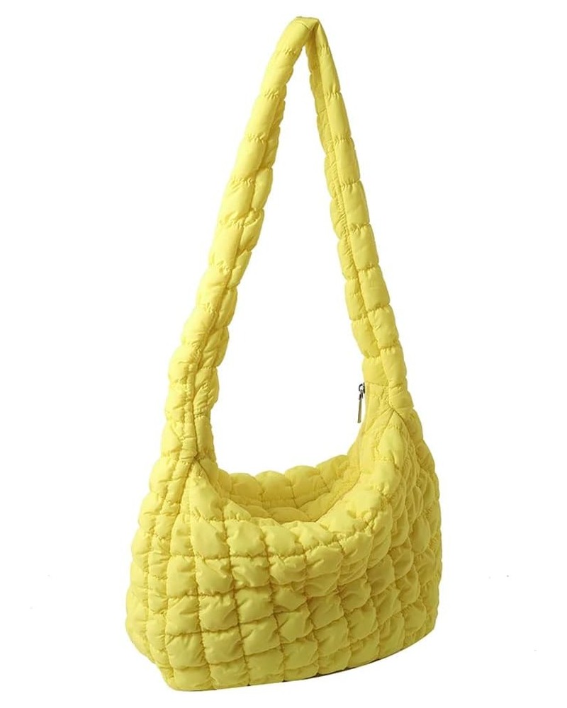 Quilted Tote Bag for Women Lightweight Quilted Padding Handbags Large Fashion Solid Color Pleated Shoulder Bag Yellow $12.41 ...