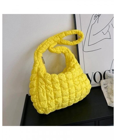 Quilted Tote Bag for Women Lightweight Quilted Padding Handbags Large Fashion Solid Color Pleated Shoulder Bag Yellow $12.41 ...