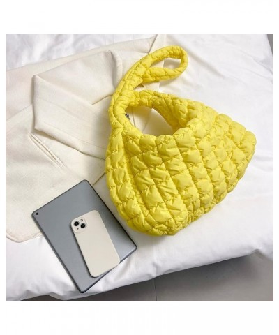 Quilted Tote Bag for Women Lightweight Quilted Padding Handbags Large Fashion Solid Color Pleated Shoulder Bag Yellow $12.41 ...