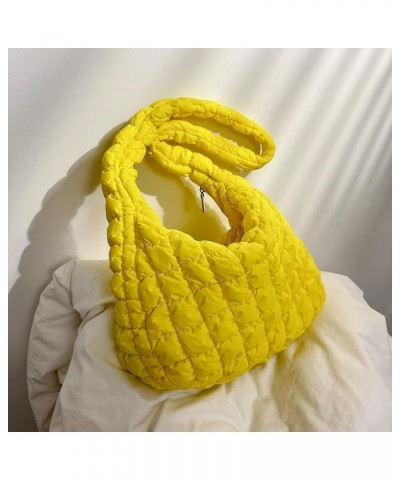 Quilted Tote Bag for Women Lightweight Quilted Padding Handbags Large Fashion Solid Color Pleated Shoulder Bag Yellow $12.41 ...