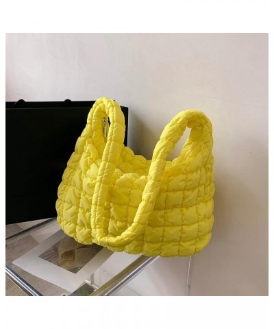 Quilted Tote Bag for Women Lightweight Quilted Padding Handbags Large Fashion Solid Color Pleated Shoulder Bag Yellow $12.41 ...