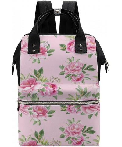 Pug Dog Pattern Backpack Work Business, Travel Rucksack Daypack for Adults Women, Handbag,Black Pink Rose $30.20 Backpacks