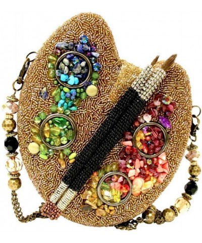 Signed By The Artist Painter's Palette Hand Beaded Sequinned Crystal Jeweled Paint Brushes Detailed Handbag Shoulder Bag $203...