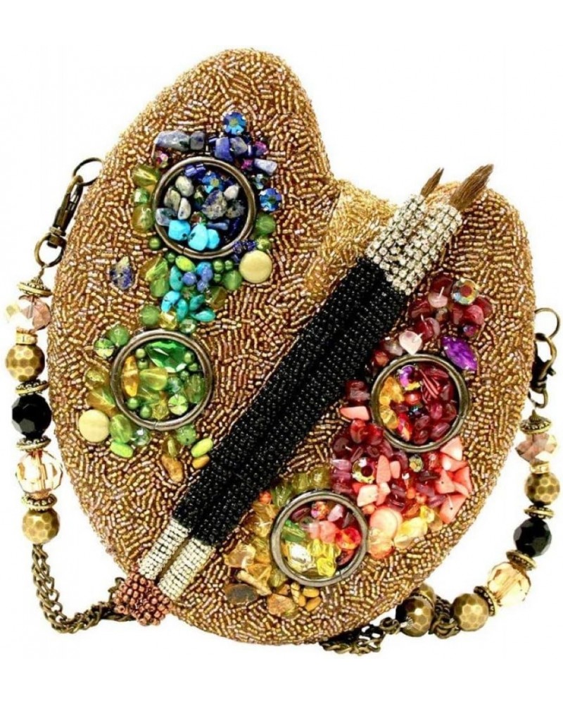 Signed By The Artist Painter's Palette Hand Beaded Sequinned Crystal Jeweled Paint Brushes Detailed Handbag Shoulder Bag $203...