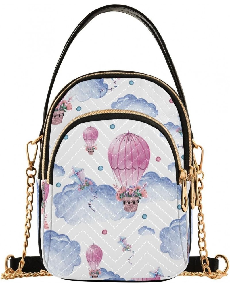 Air Balloons Clouds Crossbody Bag for Women Cell Phone Purse Wallet with Removable Chain Shoulder Handbag for Travel Work Pho...