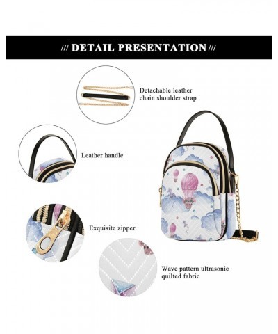 Air Balloons Clouds Crossbody Bag for Women Cell Phone Purse Wallet with Removable Chain Shoulder Handbag for Travel Work Pho...