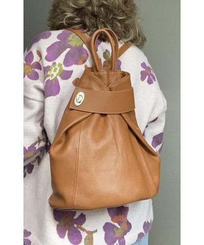 Stella Convertible Leather Backpack Purse – Casual Travel Tote Bag (Black) Cognac Tan $56.35 Backpacks