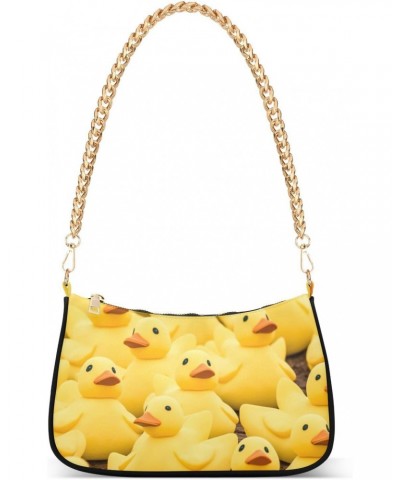 Women's Shoulder Handbag Yellow Adorable Little Duck Stylish Tote Handbag Hobo Handbag Clutch Handbags with Chain $15.50 Totes