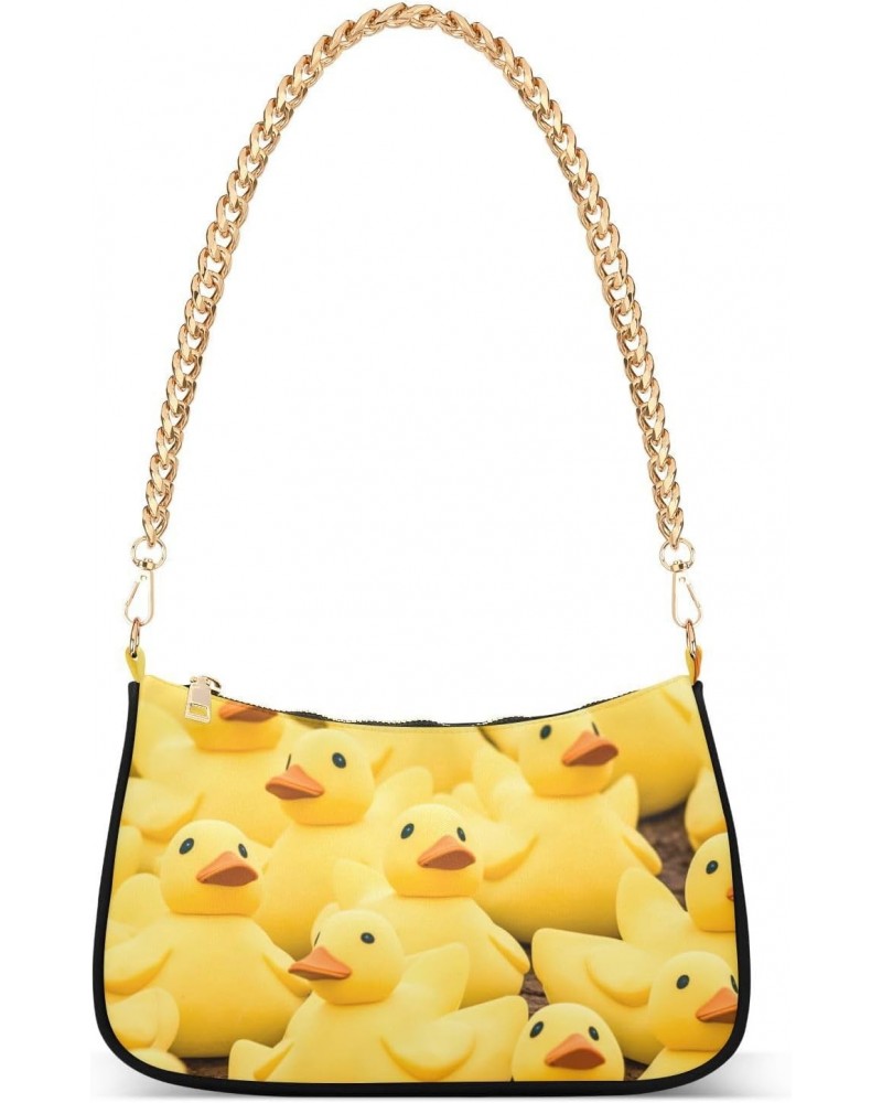 Women's Shoulder Handbag Yellow Adorable Little Duck Stylish Tote Handbag Hobo Handbag Clutch Handbags with Chain $15.50 Totes