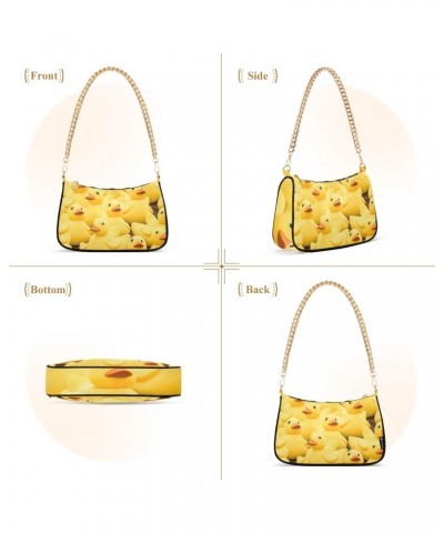 Women's Shoulder Handbag Yellow Adorable Little Duck Stylish Tote Handbag Hobo Handbag Clutch Handbags with Chain $15.50 Totes