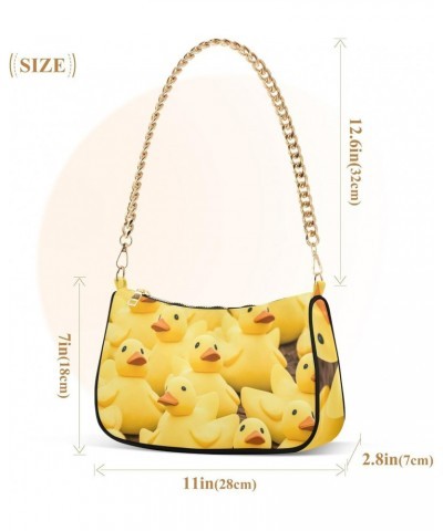 Women's Shoulder Handbag Yellow Adorable Little Duck Stylish Tote Handbag Hobo Handbag Clutch Handbags with Chain $15.50 Totes