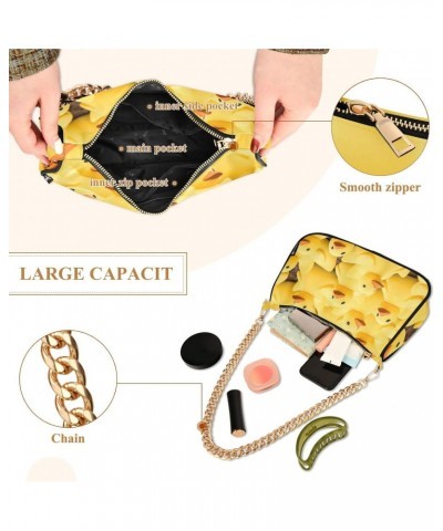 Women's Shoulder Handbag Yellow Adorable Little Duck Stylish Tote Handbag Hobo Handbag Clutch Handbags with Chain $15.50 Totes