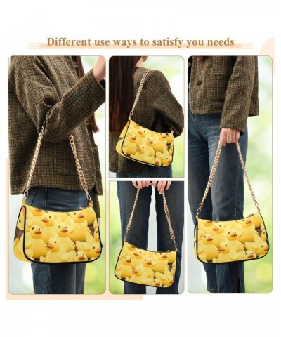 Women's Shoulder Handbag Yellow Adorable Little Duck Stylish Tote Handbag Hobo Handbag Clutch Handbags with Chain $15.50 Totes