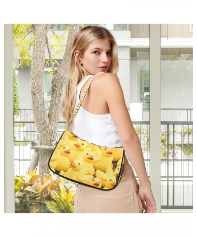 Women's Shoulder Handbag Yellow Adorable Little Duck Stylish Tote Handbag Hobo Handbag Clutch Handbags with Chain $15.50 Totes