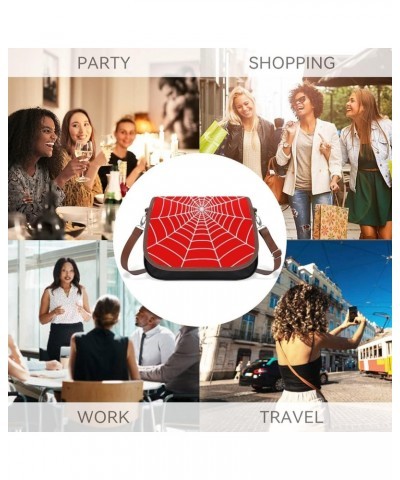 Spider Web Women Leather Expandable Travel Crossbody Adjustable Strap $20.93 Crossbody Bags