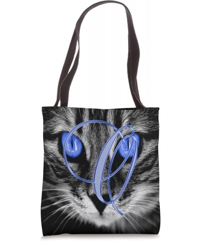 O Blue Cat Eye Kitten Kitty Pet Animal Initial Letter Name Tote Bag $12.02 Totes