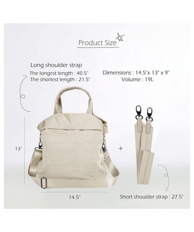 New Crossbody Bag Women's Casual Bag Light Large Bag Nylon Cloth Handbag Versatile Shoulder Bag Beige $13.74 Hobo Bags