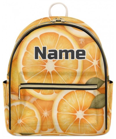 Orange Lemon Fruit Custom Mini Backpack Purse for Women Personalized Fashion Leather Small Backpack Shoulder Handbag Travel B...