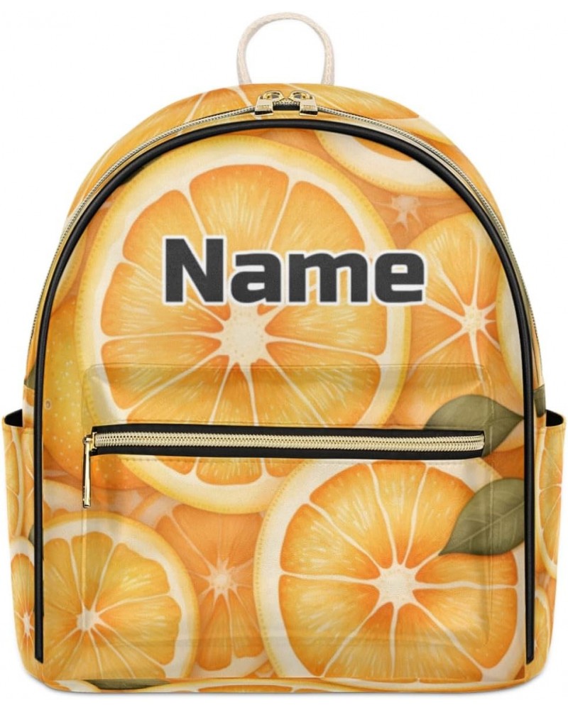 Orange Lemon Fruit Custom Mini Backpack Purse for Women Personalized Fashion Leather Small Backpack Shoulder Handbag Travel B...