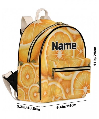 Orange Lemon Fruit Custom Mini Backpack Purse for Women Personalized Fashion Leather Small Backpack Shoulder Handbag Travel B...