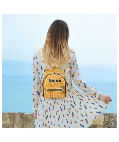 Orange Lemon Fruit Custom Mini Backpack Purse for Women Personalized Fashion Leather Small Backpack Shoulder Handbag Travel B...