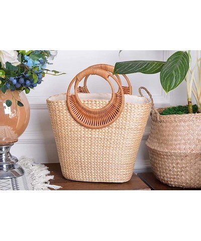 Straw Tote Bag for Women Handmade Straw Rattan Woven Handbag Summer Beach Bag Moon Shape Tote Bag Rattan Clutch Purse Totebag...