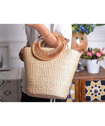 Straw Tote Bag for Women Handmade Straw Rattan Woven Handbag Summer Beach Bag Moon Shape Tote Bag Rattan Clutch Purse Totebag...