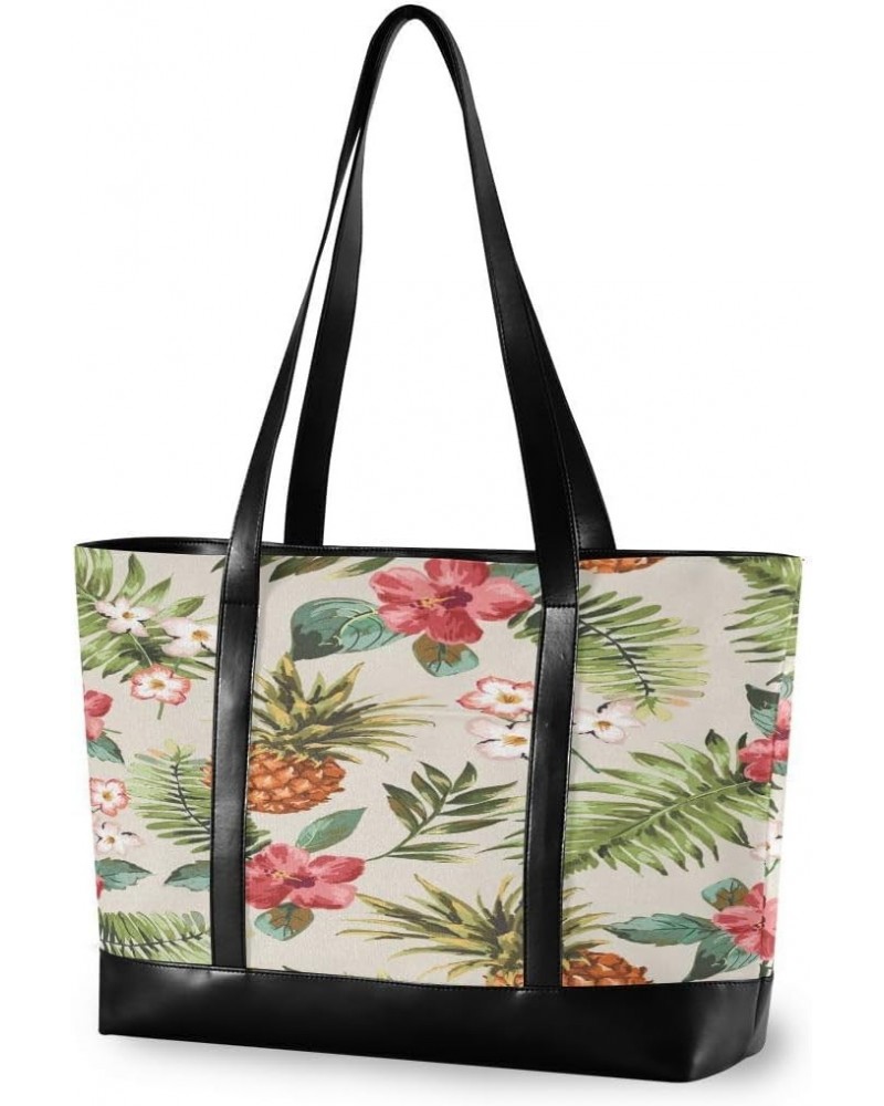 Women's Tote Shoulder Bag Flower Pineapple Rainbow Flag Capacity Handbag $20.24 Shoulder Bags