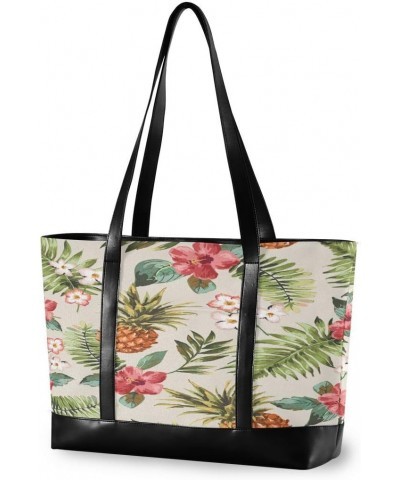 Women's Tote Shoulder Bag Flower Pineapple Rainbow Flag Capacity Handbag $20.24 Shoulder Bags