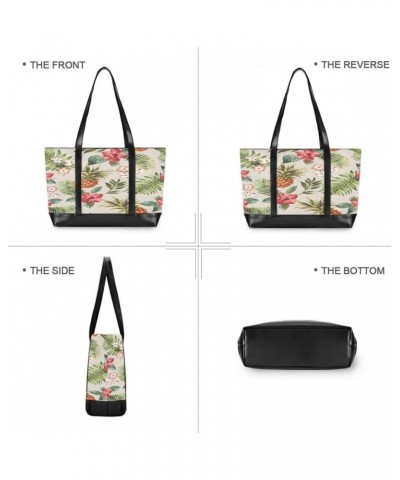 Women's Tote Shoulder Bag Flower Pineapple Rainbow Flag Capacity Handbag $20.24 Shoulder Bags