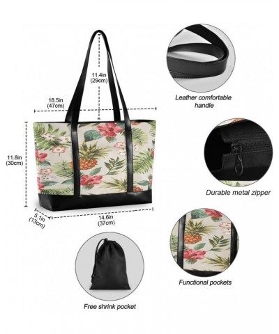 Women's Tote Shoulder Bag Flower Pineapple Rainbow Flag Capacity Handbag $20.24 Shoulder Bags