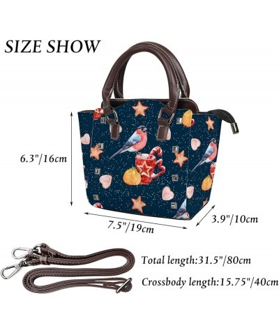 Women Handbags PU Leather Women Shoulder Bags Watercolor Santa with Gift Ladies Crossbody Bags Purse for Women Watercolor Bul...