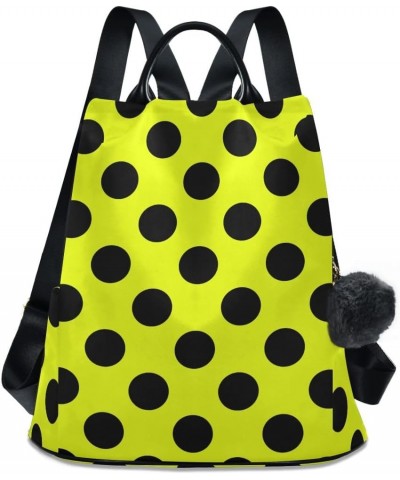 Backpack Purse for Women Fashion Travel Anti-theft Black Polka Dots Yellow Daypack Casual Shoulder Bag Medium Size $25.22 Bac...