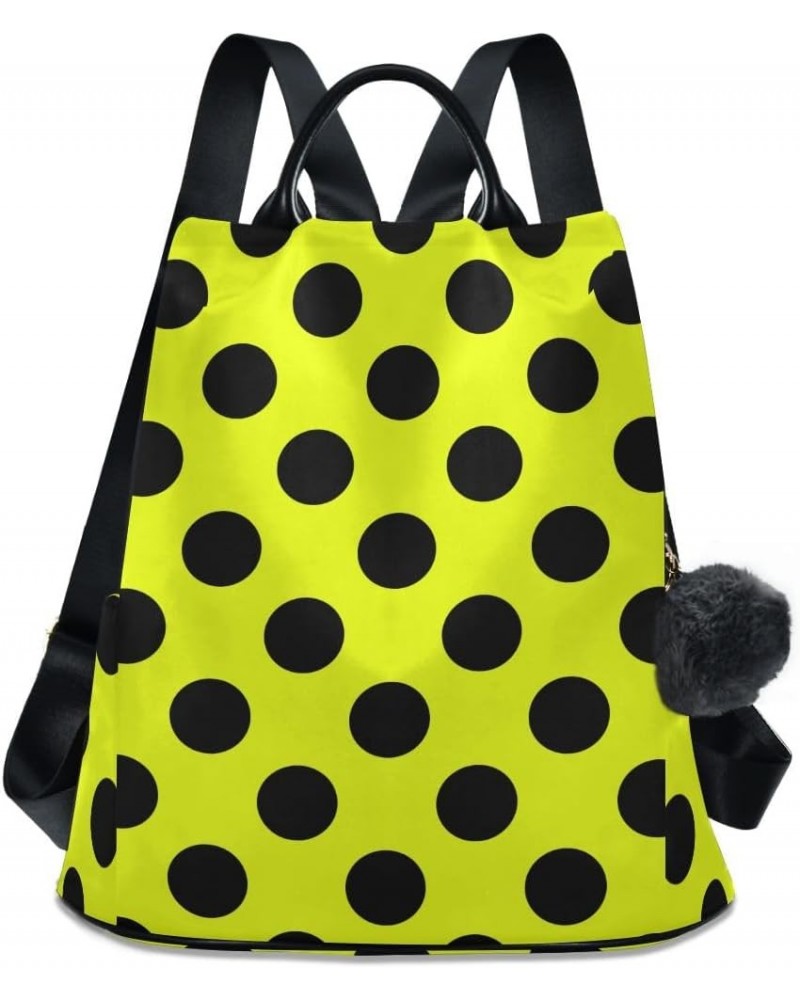 Backpack Purse for Women Fashion Travel Anti-theft Black Polka Dots Yellow Daypack Casual Shoulder Bag Medium Size $25.22 Bac...