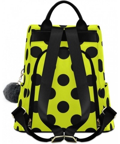 Backpack Purse for Women Fashion Travel Anti-theft Black Polka Dots Yellow Daypack Casual Shoulder Bag Medium Size $25.22 Bac...