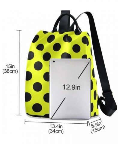 Backpack Purse for Women Fashion Travel Anti-theft Black Polka Dots Yellow Daypack Casual Shoulder Bag Medium Size $25.22 Bac...